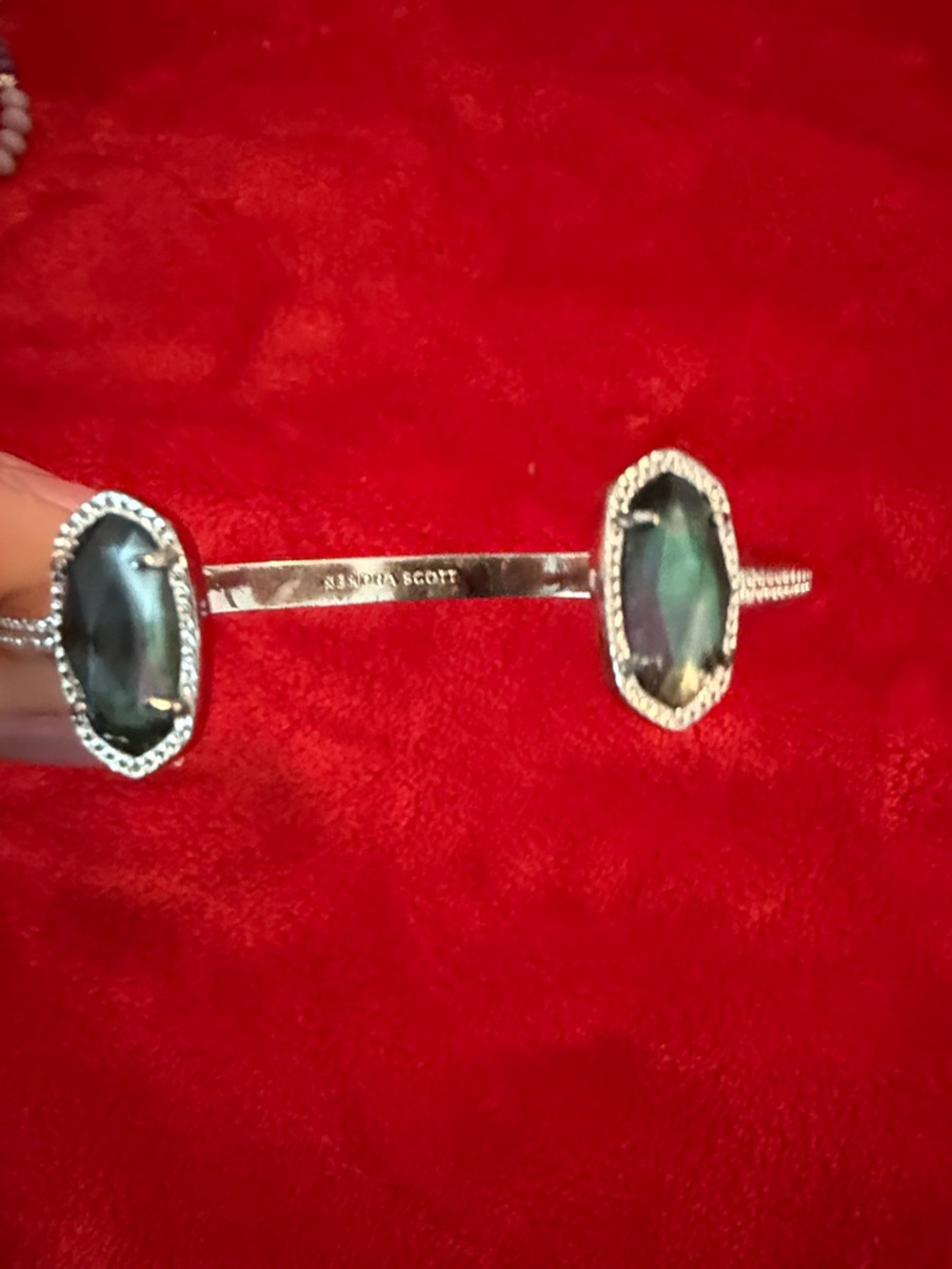 Kendra Scott Iridescent Green-Blue Elle Cuff Bracelet